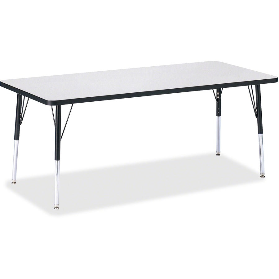Jonti-Craft Berries Elementary Height Color Edge Rectangle Table - Black Rectangle, Laminated Top - Four Leg Base - 4 Legs - Height Adjustable - 15" to 24" Adjustment - 72" Table Top Length x 30" Table Top Width x 1.13" Table Top Thickness - 24" Height...