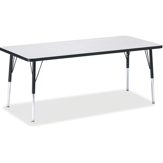 Jonti-Craft Berries Elementary Height Color Edge Rectangle Table - Black Rectangle, Laminated Top - Four Leg Base - 4 Legs - Height Adjustable - 15" to 24" Adjustment - 72" Table Top Length x 30" Table Top Width x 1.13" Table Top Thickness - 24" Height...