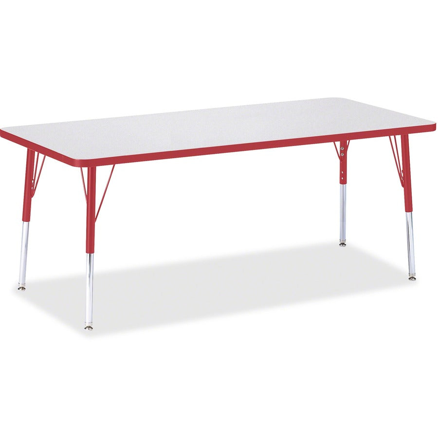 Jonti-Craft Berries Elementary Height Color Edge Rectangle Table - Gray Rectangle, Laminated Top - Four Leg Base - 4 Legs - Height Adjustable - 15" to 24" Adjustment - 72" Table Top Length x 30" Table Top Width x 1.13" Table Top Thickness - 24" Height...