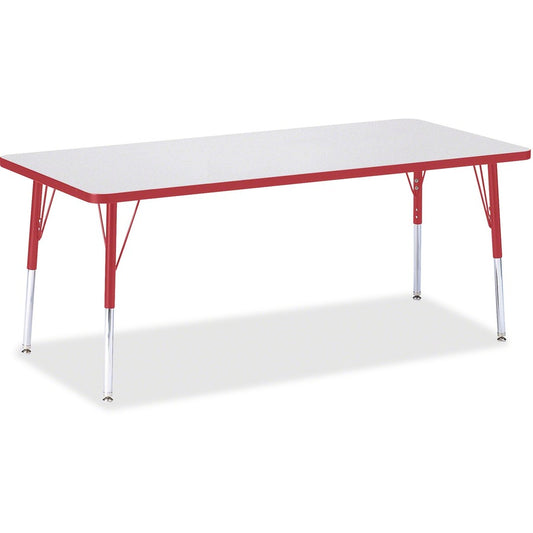 Jonti-Craft Berries Elementary Height Color Edge Rectangle Table - Gray Rectangle, Laminated Top - Four Leg Base - 4 Legs - Height Adjustable - 15" to 24" Adjustment - 72" Table Top Length x 30" Table Top Width x 1.13" Table Top Thickness - 24" Height...