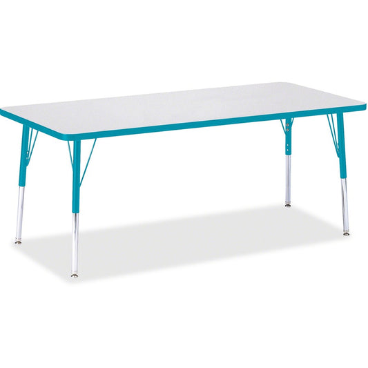 Berries Berries Elementary Height Color Edge Rectangle Table - Gray Rectangle Top - Four Leg Base - 4 Legs - Height Adjustable - 15" to 24" Adjustment - 72" Table Top Length x 30" Table Top Width x 1.13" Table Top Thickness - 24" Height - Art, Craft...