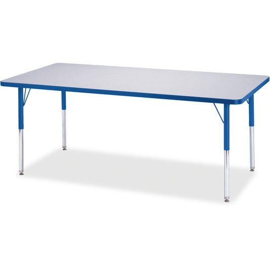 Jonti-Craft Berries Elementary Height Color Edge Rectangle Table - Blue Rectangle Top - Four Leg Base - 4 Legs - Height Adjustable - 15" to 24" Adjustment - 72" Table Top Length x 30" Table Top Width x 1.13" Table Top Thickness - 24" Height - Art, Craf...