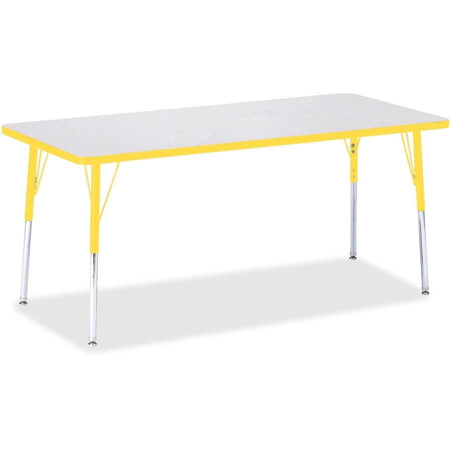 Jonti-Craft Berries Adult Height Color Edge Rectangle Table - Laminated Rectangle, Yellow Top - Four Leg Base - 4 Legs - Height Adjustable - 24" to 31" Adjustment - 72" Table Top Length x 30" Table Top Width x 1.13" Table Top Thickness - 31" Height - A...