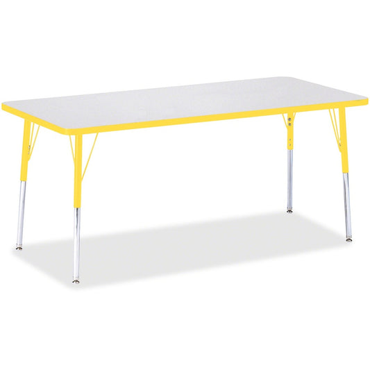 Jonti-Craft Berries Adult Height Color Edge Rectangle Table - Laminated Rectangle, Yellow Top - Four Leg Base - 4 Legs - Height Adjustable - 24" to 31" Adjustment - 72" Table Top Length x 30" Table Top Width x 1.13" Table Top Thickness - 31" Height - A...