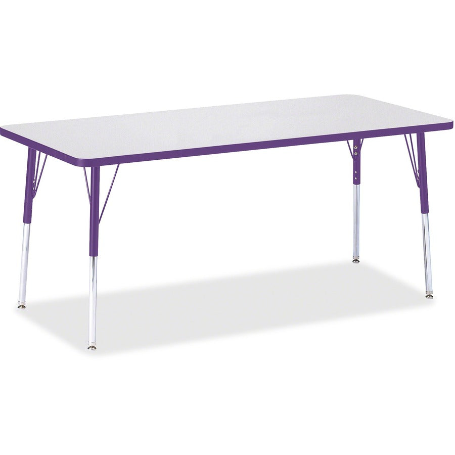 Jonti-Craft Berries Adult Height Color Edge Rectangle Table - Laminated Rectangle, Purple Top - Four Leg Base - 4 Legs - Height Adjustable - 24" to 31" Adjustment - 72" Table Top Length x 30" Table Top Width x 1.13" Table Top Thickness - 31" Height - A...