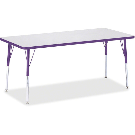 Jonti-Craft Berries Adult Height Color Edge Rectangle Table - Laminated Rectangle, Purple Top - Four Leg Base - 4 Legs - Height Adjustable - 24" to 31" Adjustment - 72" Table Top Length x 30" Table Top Width x 1.13" Table Top Thickness - 31" Height - A...