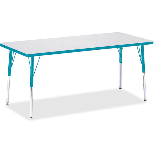 Jonti-Craft Berries Adult Height Color Edge Rectangle Table - Laminated Rectangle, Teal Top - Four Leg Base - 4 Legs - Height Adjustable - 24" to 31" Adjustment - 72" Table Top Length x 30" Table Top Width x 1.13" Table Top Thickness - 31" Height - Art...