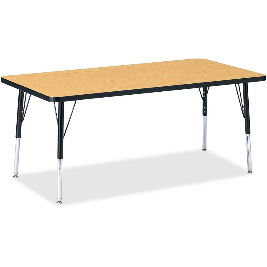 Jonti-Craft Berries Elementary Height Color Top Rectangle Table - Black Oak Rectangle, Laminated Top - Four Leg Base - 4 Legs - Height Adjustable - 15" to 24" Adjustment - 60" Table Top Length x 30" Table Top Width x 1.13" Table Top Thickness - 24" Hei...
