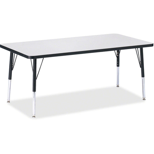 Jonti-Craft Berries Elementary Height Color Edge Rectangle Table - Black Rectangle, Laminated Top - Four Leg Base - 4 Legs - Height Adjustable - 15" to 24" Adjustment - 60" Table Top Length x 30" Table Top Width x 1.13" Table Top Thickness - 24" Height...
