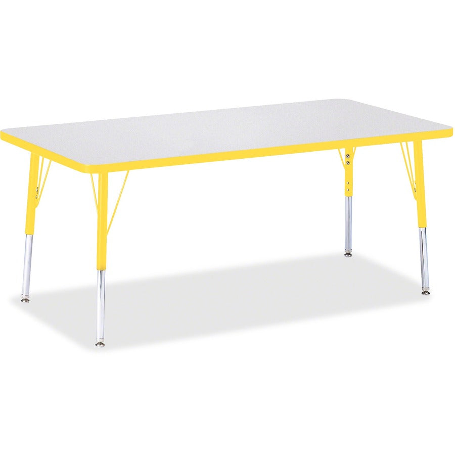 Jonti-Craft Berries Elementary Height Color Edge Rectangle Table - Laminated Rectangle, Yellow Top - Four Leg Base - 4 Legs - Height Adjustable - 15" to 24" Adjustment - 60" Table Top Length x 30" Table Top Width x 1.13" Table Top Thickness - 24" Heigh...