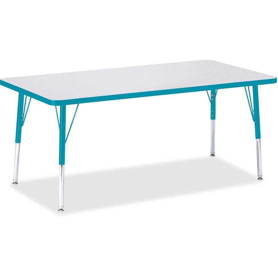 Jonti-Craft Berries Elementary Height Color Edge Rectangle Table - Laminated Rectangle, Teal Top - Four Leg Base - 4 Legs - Height Adjustable - 15" to 24" Adjustment - 60" Table Top Length x 30" Table Top Width x 1.13" Table Top Thickness - 24" Height...