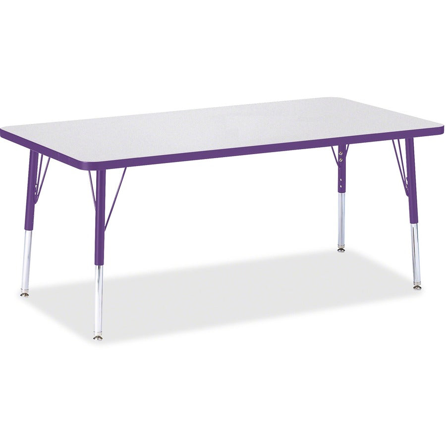 Jonti-Craft Berries Elementary Height Color Edge Rectangle Table - Laminated Rectangle, Purple Top - Four Leg Base - 4 Legs - Height Adjustable - 15" to 24" Adjustment - 60" Table Top Length x 30" Table Top Width x 1.13" Table Top Thickness - 24" Heigh...