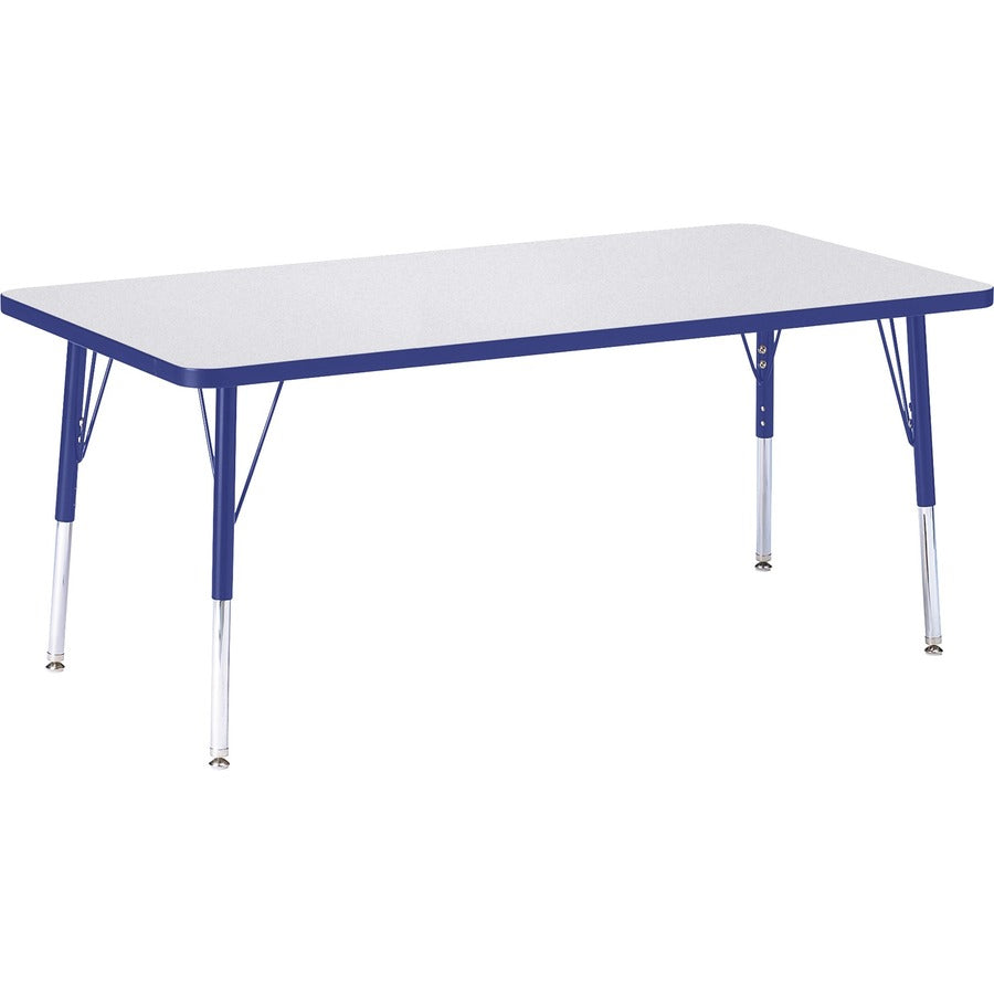 Jonti-Craft Berries Elementary Height Color Edge Rectangle Table - Gray Rectangle, Laminated Top - Four Leg Base - 4 Legs - Height Adjustable - 15" to 24" Adjustment - 60" Table Top Length x 30" Table Top Width x 1.13" Table Top Thickness - 24" Height...