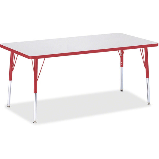 Jonti-Craft Berries Adult Height Color Edge Rectangle Table - Laminated Rectangle, Red Top - Four Leg Base - 4 Legs - Height Adjustable - 24" to 31" Adjustment - 60" Table Top Length x 30" Table Top Width x 1.13" Table Top Thickness - 31" Height - Art...