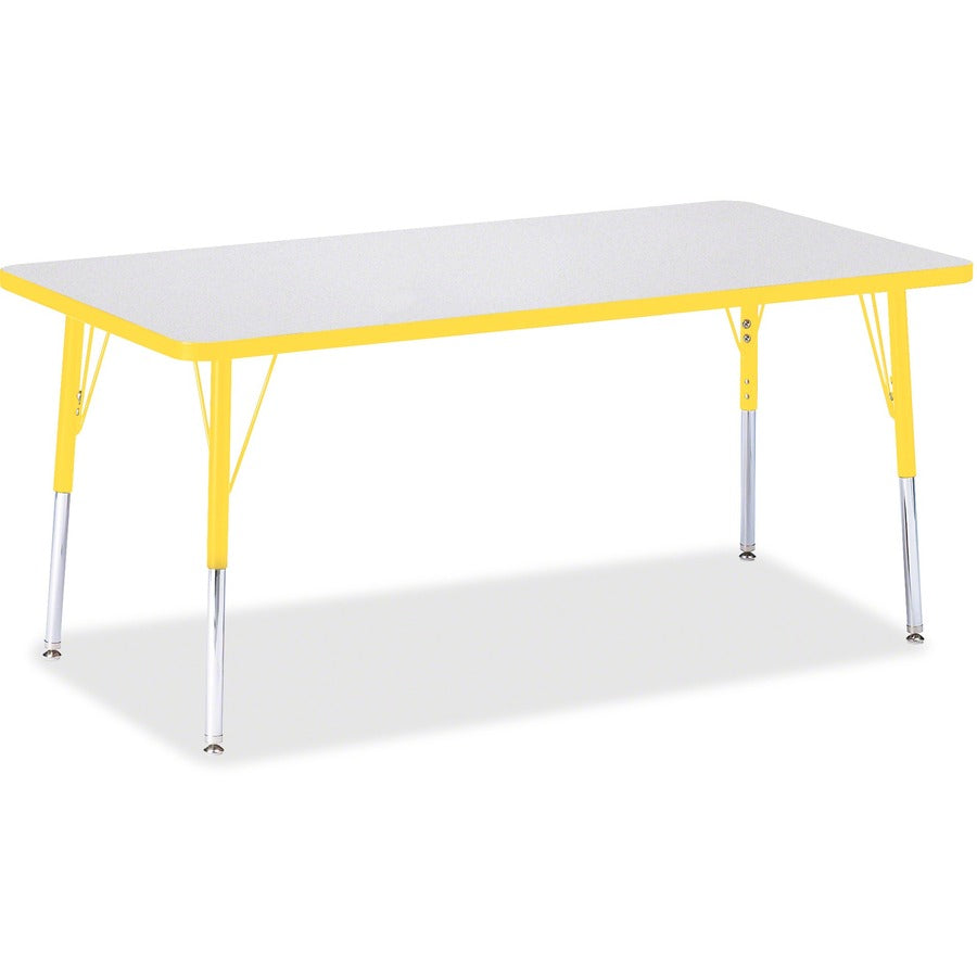 Jonti-Craft Berries Adult Height Color Edge Rectangle Table - Laminated Rectangle, Yellow Top - Four Leg Base - 4 Legs - Height Adjustable - 24" to 31" Adjustment - 60" Table Top Length x 30" Table Top Width x 1.13" Table Top Thickness - 31" Height - A...