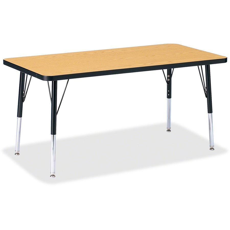 Jonti-Craft Berries Elementary Oak Laminate Rectangle Table - Black Oak Rectangle, Laminated Top - Four Leg Base - 4 Legs - Height Adjustable - 15" to 24" Adjustment - 48" Table Top Length x 24" Table Top Width x 1.13" Table Top Thickness - 24" Height...