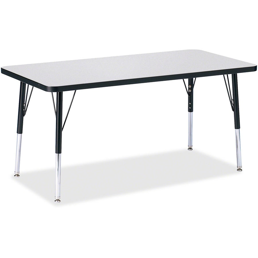 Jonti-Craft Berries Elementary Height Color Edge Rectangle Table - Gray Rectangle, Laminated Top - Four Leg Base - 4 Legs - Height Adjustable - 15" to 24" Adjustment - 48" Table Top Length x 24" Table Top Width x 1.13" Table Top Thickness - 24" Height...