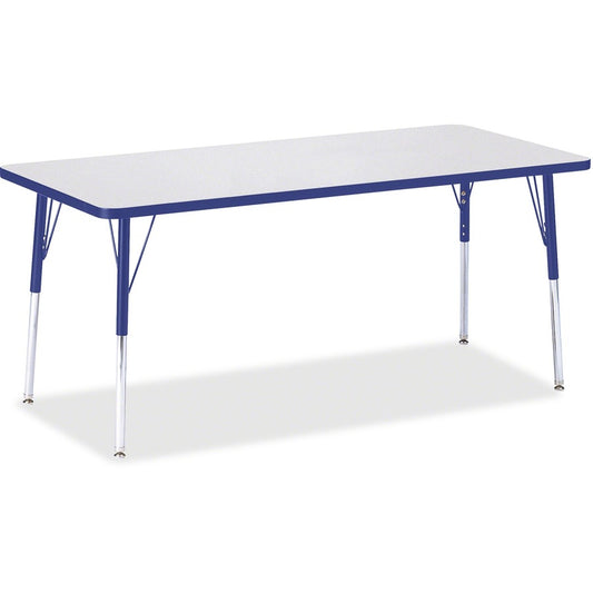 Jonti-Craft Berries Adult Height Color Edge Rectangle Table - Blue Rectangle, Laminated Top - Four Leg Base - 4 Legs - Height Adjustable - 24" to 31" Adjustment - 72" Table Top Length x 30" Table Top Width x 1.13" Table Top Thickness - 31" Height - Art...