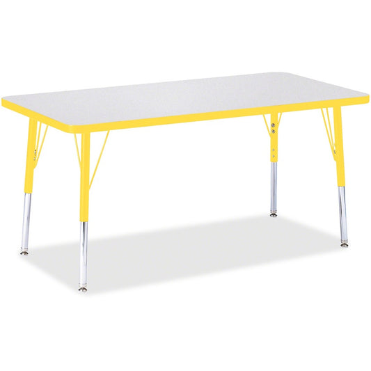 Jonti-Craft Berries Elementary Height Color Edge Rectangle Table - Gray Rectangle Top - Four Leg Base - 4 Legs - Height Adjustable - 15" to 24" Adjustment - 48" Table Top Length x 24" Table Top Width x 1.13" Table Top Thickness - 24" Height - Art, Craf...