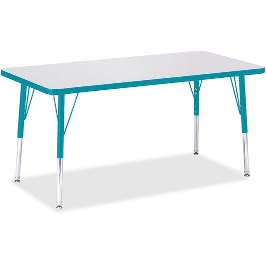 Jonti-Craft Berries Elementary Height Color Edge Rectangle Table - Gray Rectangle Top - Four Leg Base - 4 Legs - Height Adjustable - 15" to 24" Adjustment - 48" Table Top Length x 24" Table Top Width x 1.13" Table Top Thickness - 24" Height - Art, Craf...