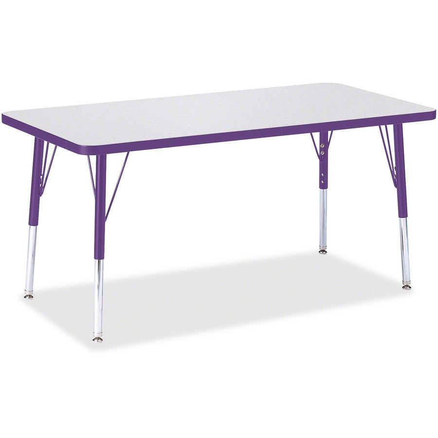 Jonti-Craft Berries Elementary Height Color Edge Rectangle Table - Gray Rectangle Top - Four Leg Base - 4 Legs - Height Adjustable - 15" to 24" Adjustment - 48" Table Top Length x 24" Table Top Width x 1.13" Table Top Thickness - 24" Height - Art, Craf...