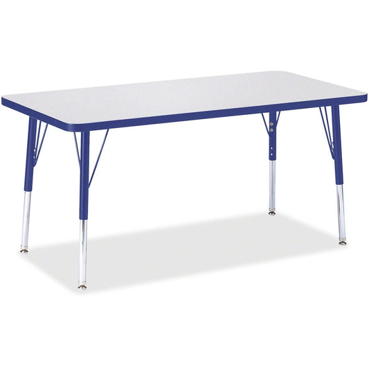 Jonti-Craft Berries Elementary Height Color Edge Rectangle Table - Blue Rectangle Top - Four Leg Base - 4 Legs - Height Adjustable - 15" to 24" Adjustment - 48" Table Top Length x 24" Table Top Width x 1.13" Table Top Thickness - 24" Height - Art, Craf...