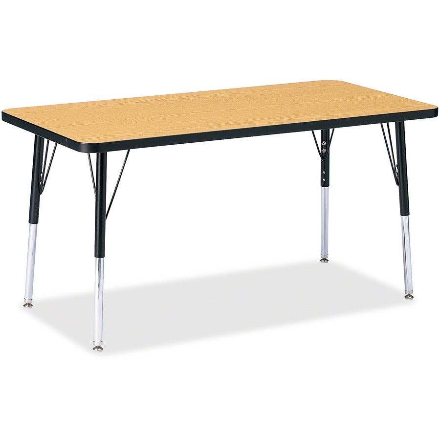 Jonti-Craft Berries Adult Height Color Top Rectangle Table - Black Oak Rectangle, Laminated Top - Four Leg Base - 4 Legs - Height Adjustable - 24" to 31" Adjustment - 48" Table Top Length x 24" Table Top Width x 1.13" Table Top Thickness - 31" Height...