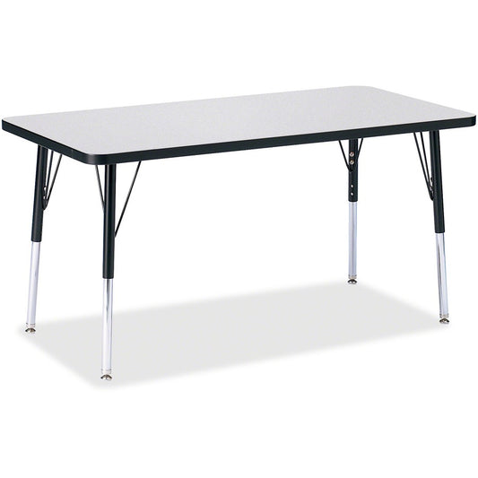 Jonti-Craft Berries Adult Height Color Edge Rectangle Table - Black Rectangle, Laminated Top - Four Leg Base - 4 Legs - Height Adjustable - 24" to 31" Adjustment - 48" Table Top Length x 24" Table Top Width x 1.13" Table Top Thickness - 31" Height - Ar...