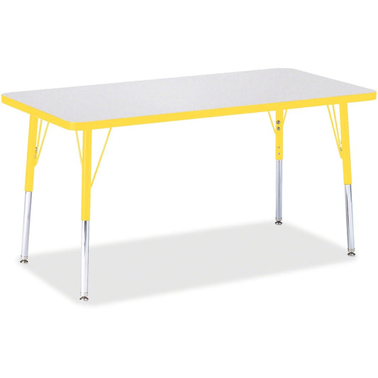 Jonti-Craft Berries Adult Height Color Edge Rectangle Table - Laminated Rectangle, Yellow Top - Four Leg Base - 4 Legs - Height Adjustable - 24" to 31" Adjustment - 48" Table Top Length x 24" Table Top Width x 1.13" Table Top Thickness - 31" Height - A...