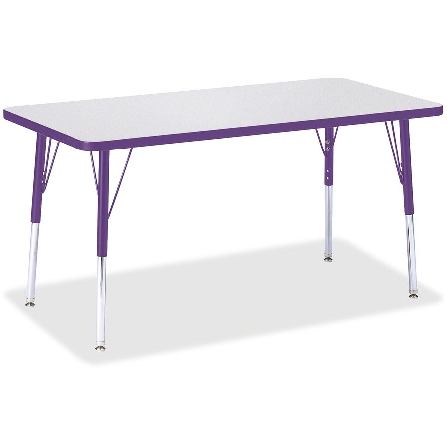 Jonti-Craft Berries Adult Height Color Edge Rectangle Table - Laminated Rectangle, Purple Top - Four Leg Base - 4 Legs - Height Adjustable - 24" to 31" Adjustment - 48" Table Top Length x 24" Table Top Width x 1.13" Table Top Thickness - 31" Height - A...