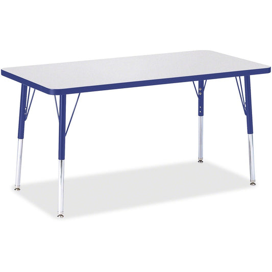 Jonti-Craft Berries Adult Height Color Edge Rectangle Table - Gray Rectangle, Laminated Top - Four Leg Base - 4 Legs - Height Adjustable - 24" to 31" Adjustment - 48" Table Top Length x 24" Table Top Width x 1.13" Table Top Thickness - 31" Height - Art...