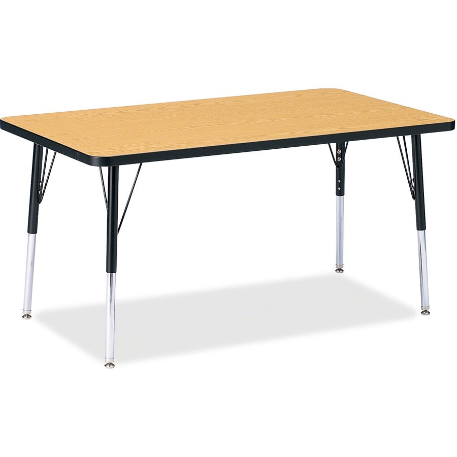 Jonti-Craft Berries Adult Height Color Top Rectangle Table - Black Oak Rectangle, Laminated Top - Four Leg Base - 4 Legs - Height Adjustable - 24" to 31" Adjustment - 48" Table Top Length x 30" Table Top Width x 1.13" Table Top Thickness - 31" Height...