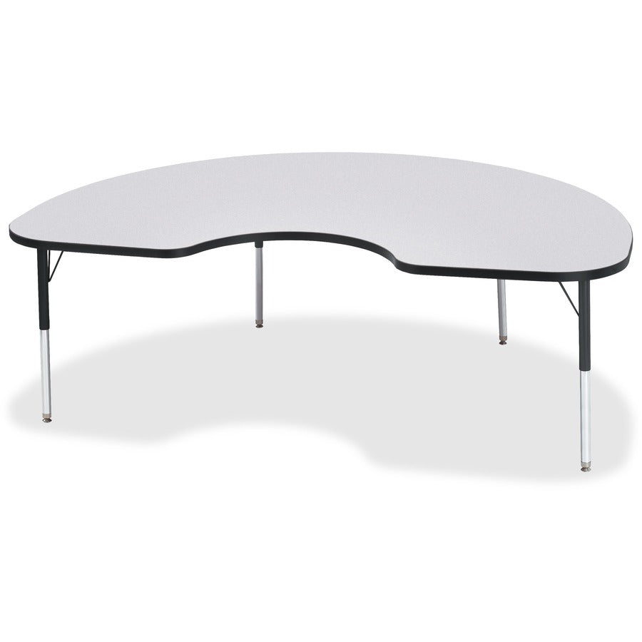 Jonti-Craft Berries Elementary Height Color Edge Kidney Table - Black Kidney-shaped, Laminated Top - Four Leg Base - 4 Legs - Height Adjustable - 15" to 24" Adjustment - 72" Table Top Length x 48" Table Top Width x 1.13" Table Top Thickness - 24" Heigh...