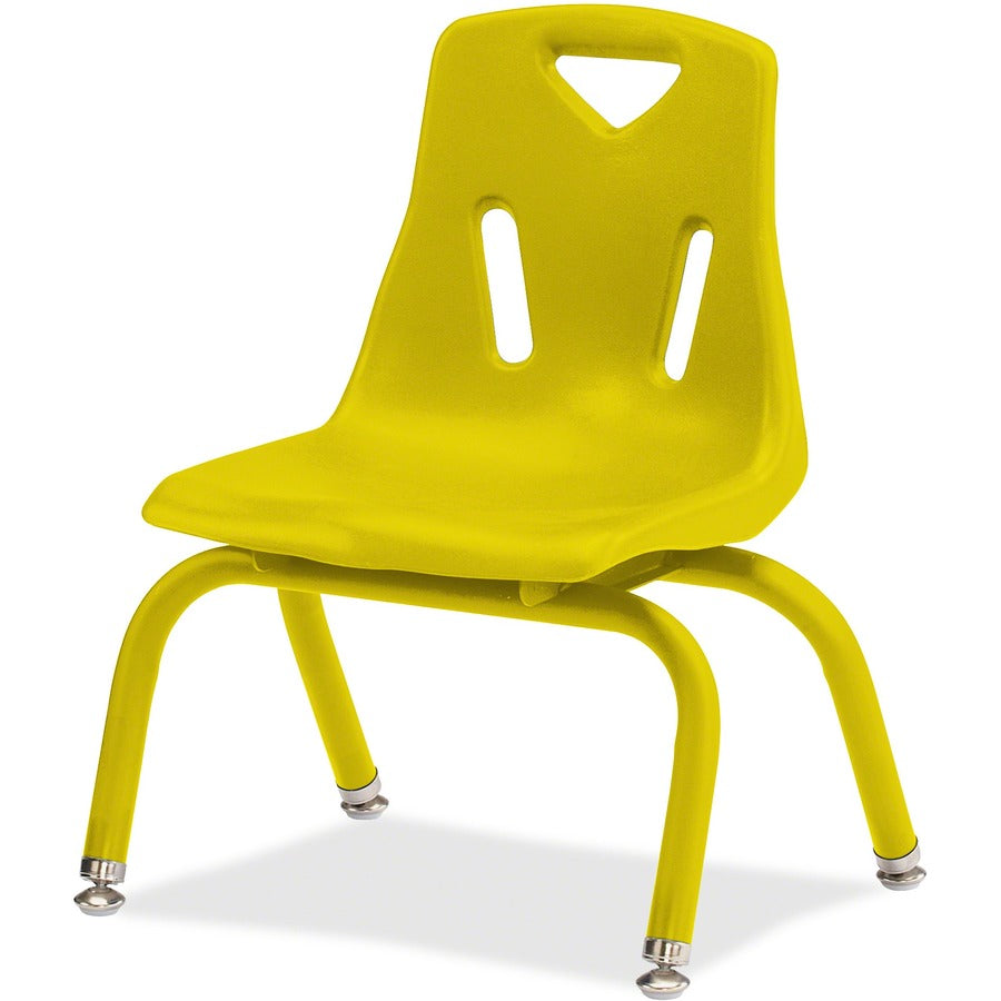 Jonti-Craft Berries Stacking Chair - Steel Frame Material - Four-legged Base - Yellow - Polypropylene - 1 Each