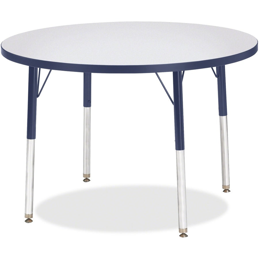 Jonti-Craft Berries Adult Height Color Edge Round Table - Laminated Round, Gray Top - Four Leg Base - 4 Legs - Height Adjustable - 24" to 31" Adjustment x 1.13" Table Top Thickness x 36" Table Top Diameter - 31" Height - Art, Craft - Assembly Required...