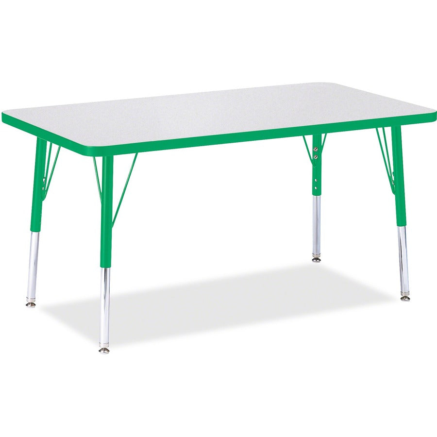 Berries Berries Elementary Height Color Edge Rectangle Table - Gray Rectangle Top - Four Leg Base - 4 Legs - Height Adjustable - 15" to 24" Adjustment - 36" Table Top Length x 24" Table Top Width x 1.13" Table Top Thickness - 24" Height - Art, Craft...