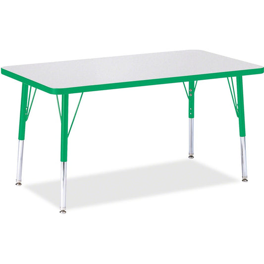 Berries Berries Elementary Height Color Edge Rectangle Table - Gray Rectangle Top - Four Leg Base - 4 Legs - Height Adjustable - 15" to 24" Adjustment - 36" Table Top Length x 24" Table Top Width x 1.13" Table Top Thickness - 24" Height - Art, Craft...