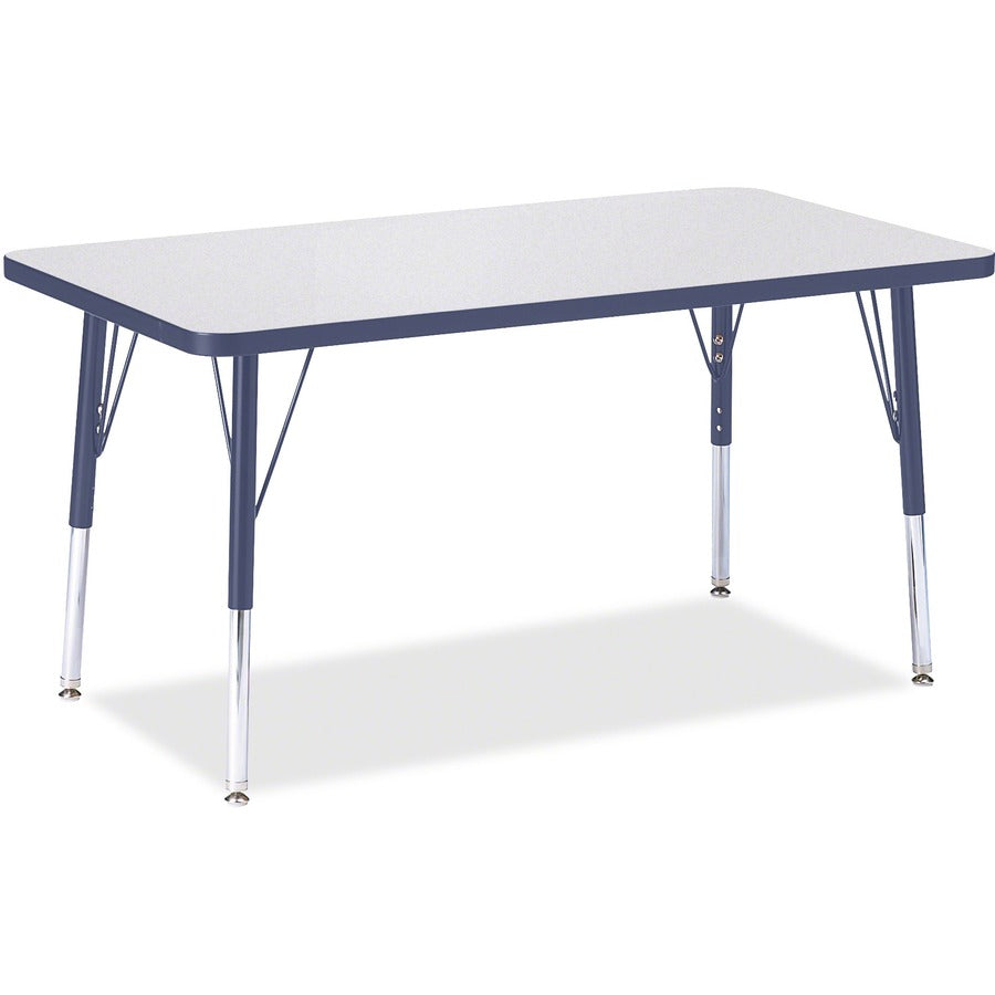 Jonti-Craft Berries Elementary Height Color Top Rectangle Table - Laminated Rectangle, Gray Top - Four Leg Base - 4 Legs - Height Adjustable - 15" to 24" Adjustment - 36" Table Top Length x 24" Table Top Width x 1.13" Table Top Thickness - 15" Height...
