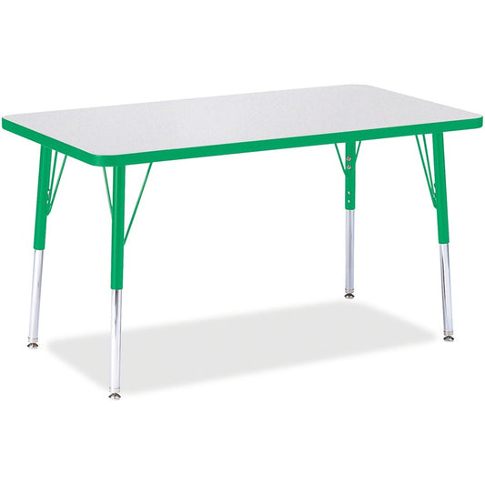 Jonti-Craft Berries Adult Height Color Edge Rectangle Table - Green Rectangle, Laminated Top - Four Leg Base - 4 Legs - Height Adjustable - 24" to 31" Adjustment - 36" Table Top Length x 24" Table Top Width x 1.13" Table Top Thickness - 31" Height - Ar...