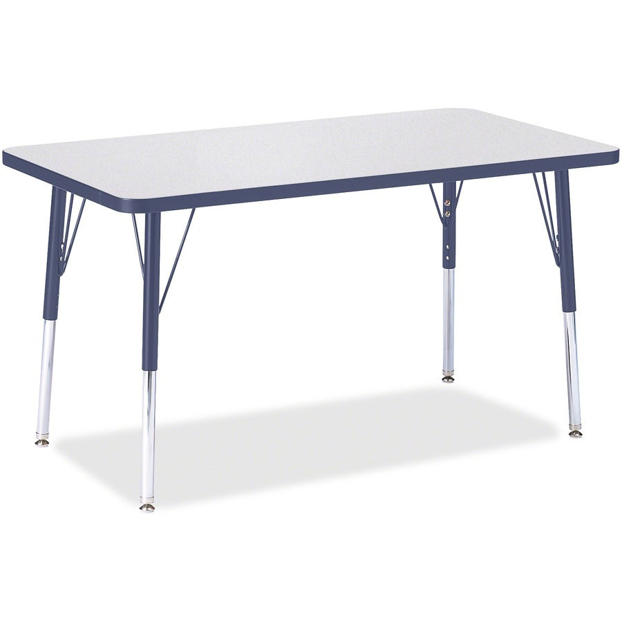 Jonti-Craft Berries Adult Height Color Edge Rectangle Table - Laminated Rectangle, Gray Top - Four Leg Base - 4 Legs - Height Adjustable - 24" to 31" Adjustment - 36" Table Top Length x 24" Table Top Width x 1.13" Table Top Thickness - 31" Height - Art...