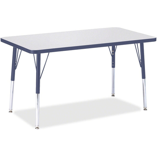 Jonti-Craft Berries Adult Height Color Edge Rectangle Table - Laminated Rectangle, Gray Top - Four Leg Base - 4 Legs - Height Adjustable - 24" to 31" Adjustment - 36" Table Top Length x 24" Table Top Width x 1.13" Table Top Thickness - 31" Height - Art...