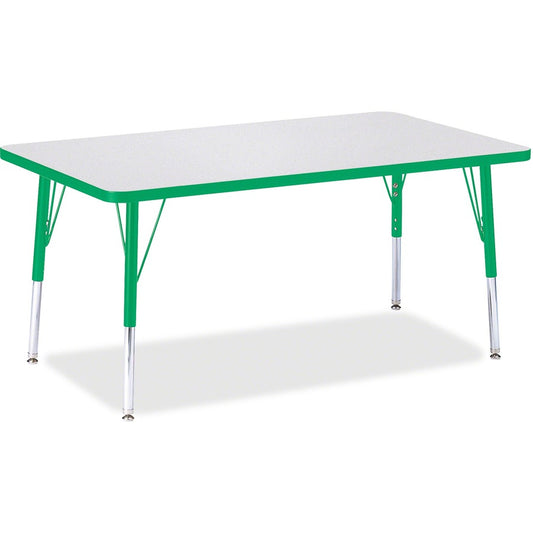 Jonti-Craft Berries Elementary Height Color Edge Rectangle Table - Gray Rectangle Top - Four Leg Base - 4 Legs - Height Adjustable - 15" to 24" Adjustment - 48" Table Top Length x 30" Table Top Width x 1.13" Table Top Thickness - 24" Height - Art, Craf...