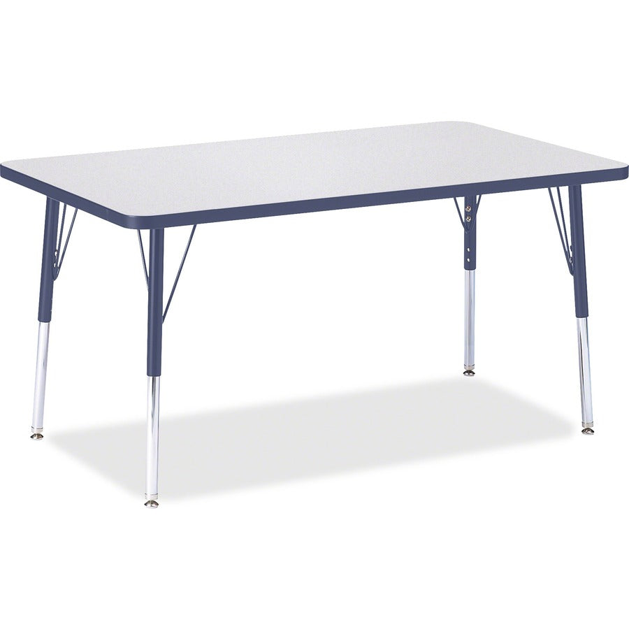 Jonti-Craft Berries Adult Height Color Edge Rectangle Table - Laminated Rectangle, Gray Top - Four Leg Base - 4 Legs - Height Adjustable - 24" to 31" Adjustment - 48" Table Top Length x 30" Table Top Width x 1.13" Table Top Thickness - 31" Height - Art...