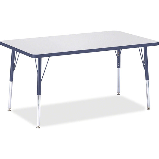 Jonti-Craft Berries Adult Height Color Edge Rectangle Table - Laminated Rectangle, Gray Top - Four Leg Base - 4 Legs - Height Adjustable - 24" to 31" Adjustment - 48" Table Top Length x 30" Table Top Width x 1.13" Table Top Thickness - 31" Height - Art...