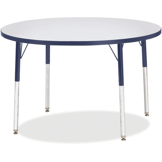 Jonti-Craft Berries Adult Height Color Edge Round Table - Laminated Round, Gray Top - Four Leg Base - 4 Legs - Height Adjustable - 24" to 31" Adjustment x 1.13" Table Top Thickness x 42" Table Top Diameter - 31" Height - Art, Craft - Assembly Required...