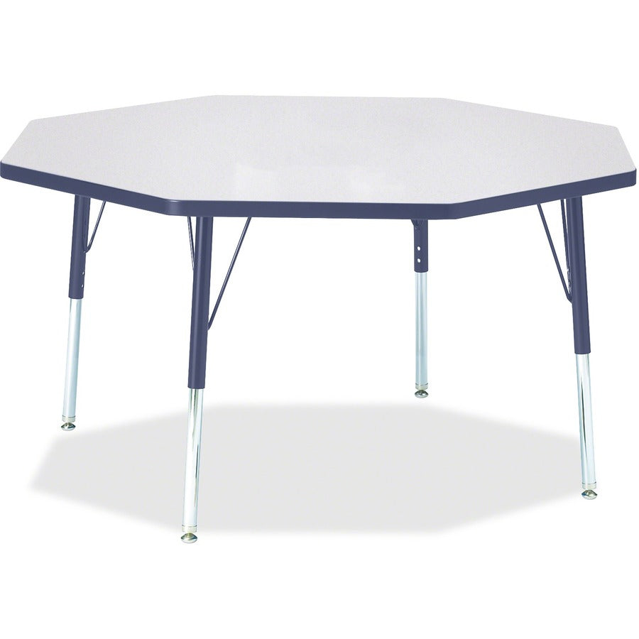 Jonti-Craft Berries Elementary Height Color Edge Octagon Table - Laminated Octagonal, Gray Top - Four Leg Base - 4 Legs - Height Adjustable - 15" to 24" Adjustment x 1.13" Table Top Thickness x 48" Table Top Diameter - 24" Height - Art, Craft - Assembl...