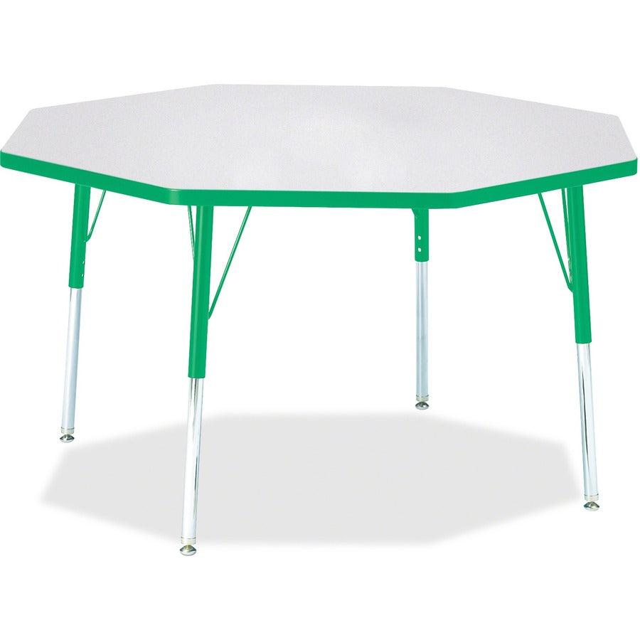 Jonti-Craft Berries Adult Height Color Edge Octagon Table - Gray Octagonal, Laminated Top - Four Leg Base - 4 Legs - Height Adjustable - 24" to 31" Adjustment x 1.13" Table Top Thickness x 48" Table Top Diameter - 31" Height - Art, Craft - Assembly Req...