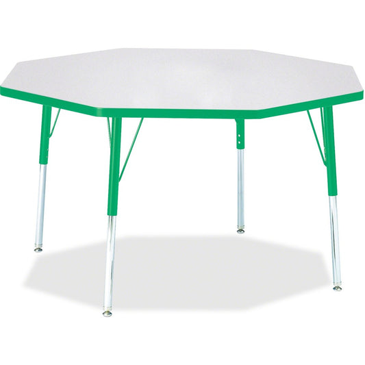 Jonti-Craft Berries Adult Height Color Edge Octagon Table - Gray Octagonal, Laminated Top - Four Leg Base - 4 Legs - Height Adjustable - 24" to 31" Adjustment x 1.13" Table Top Thickness x 48" Table Top Diameter - 31" Height - Art, Craft - Assembly Req...