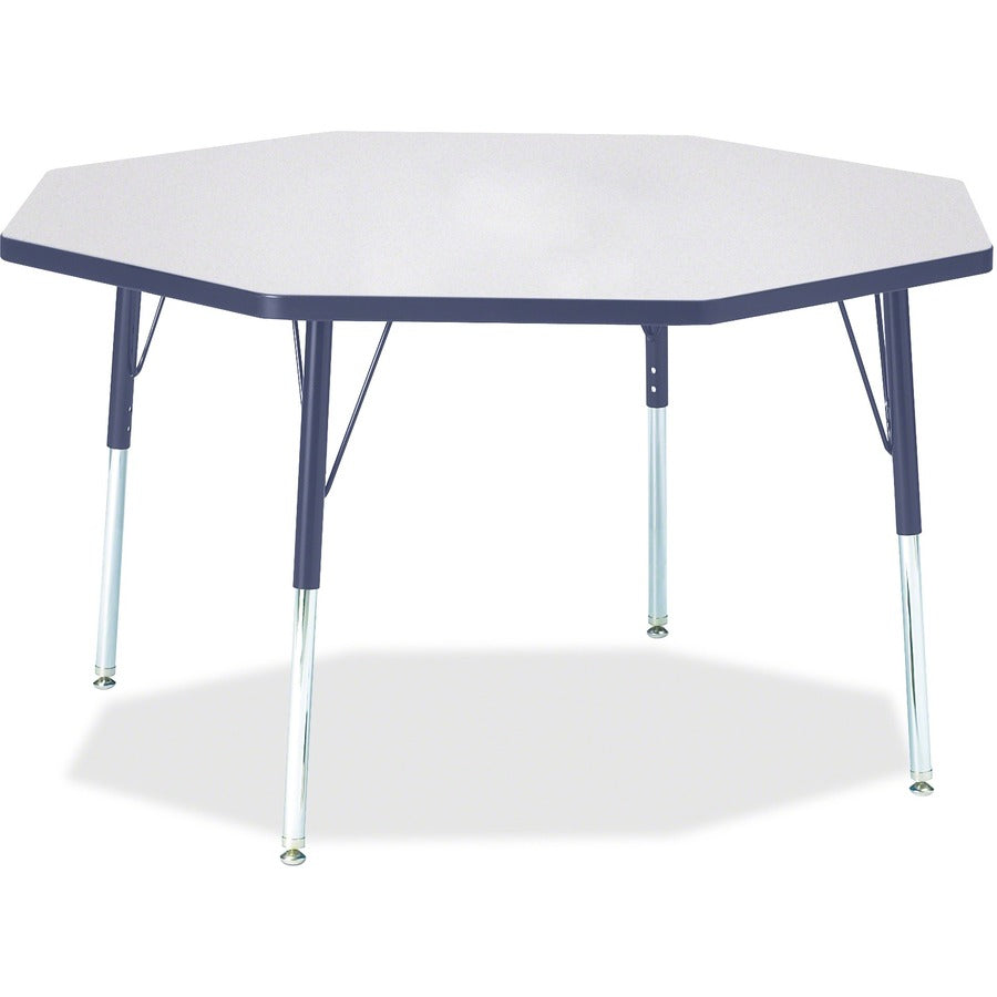 Jonti-Craft Berries Adult Height Color Edge Octagon Table - Laminated Octagonal, Gray Top - Four Leg Base - 4 Legs - Height Adjustable - 24" to 31" Adjustment x 1.13" Table Top Thickness x 48" Table Top Diameter - 31" Height - Art, Craft - Assembly Req...