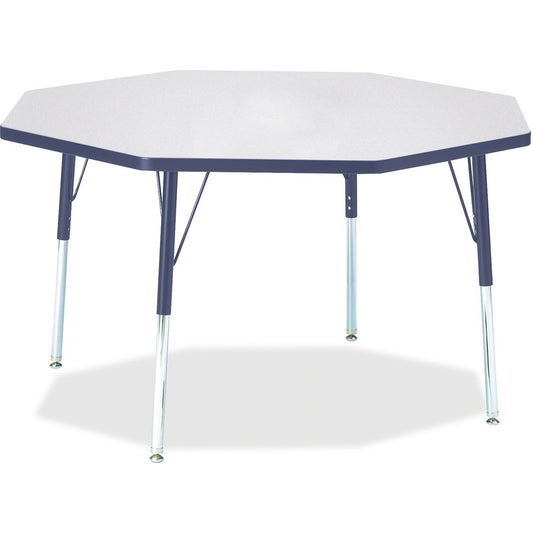Jonti-Craft Berries Adult Height Color Edge Octagon Table - Laminated Octagonal, Gray Top - Four Leg Base - 4 Legs - Height Adjustable - 24" to 31" Adjustment x 1.13" Table Top Thickness x 48" Table Top Diameter - 31" Height - Art, Craft - Assembly Req...